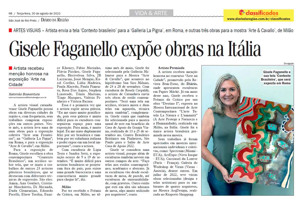 Gisele Faganello expõe obras na Italia 