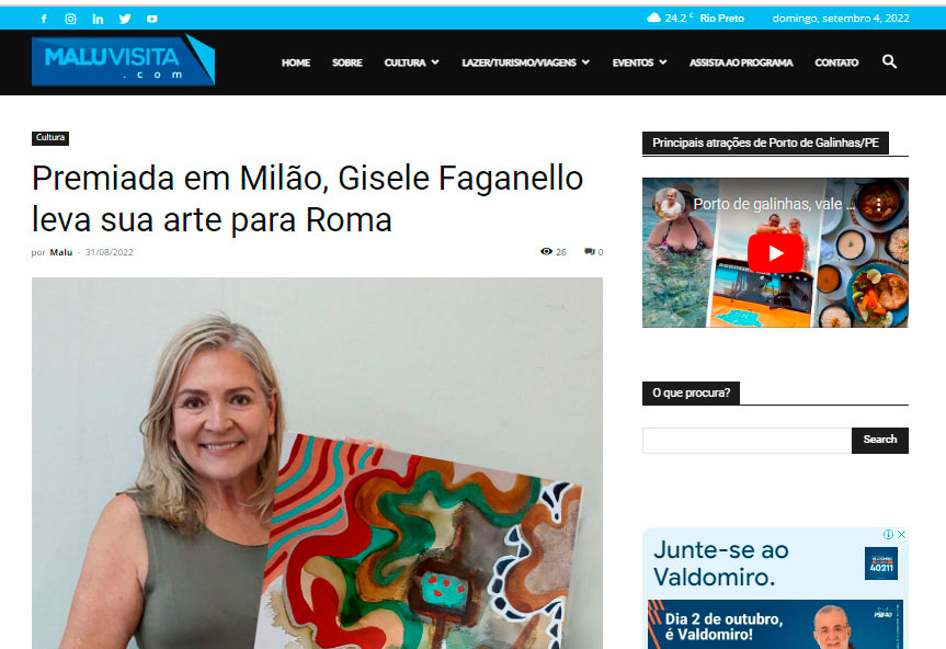 Premiada em Milão, Gisele Faganello leva sua arte para Roma